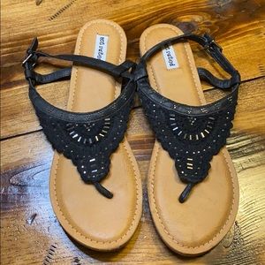12 Black sparkle sandals new without tags